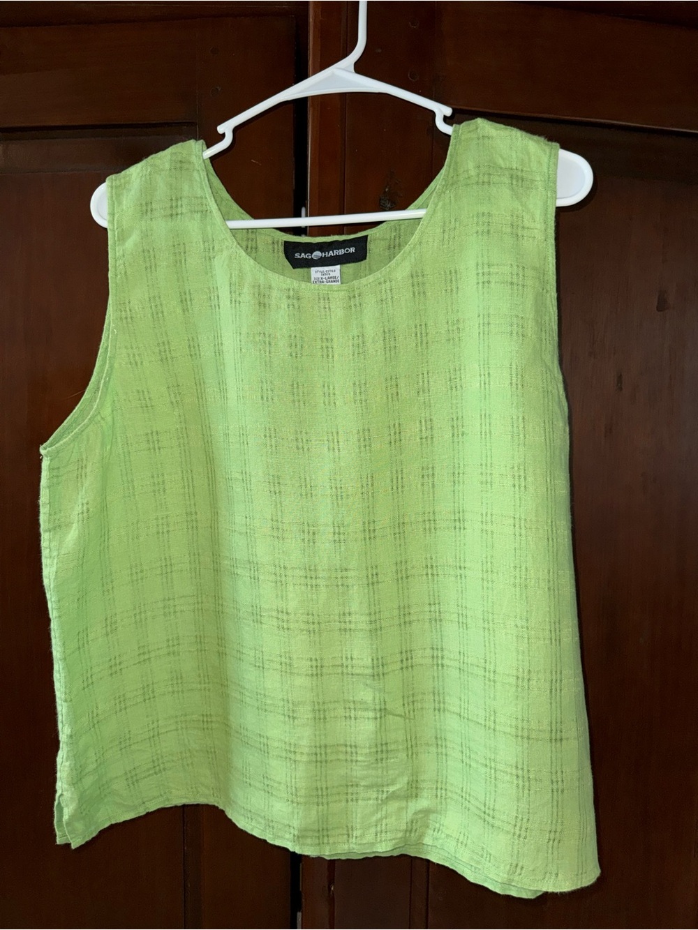 Sag Harbor Linen Lime Green Sleeveless Top